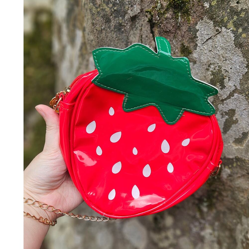 Boutique PVC Strawberry Crossbody ~ Kidcore Kawaii Fruitcore ~ Fruity Red Bag
